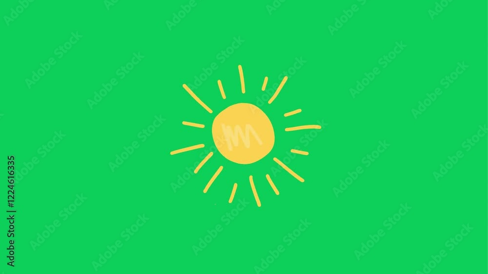 sun 2D loop animation on green screen background sun 2D loop animation on green screen background