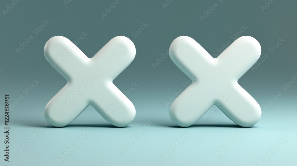 Minimalist tick and cross symbols in matte finish studio setting graphic design calm environment abstract concept Minimalist tick and cross symbols in matte finish studio setting graphic design calm environment abstract concept