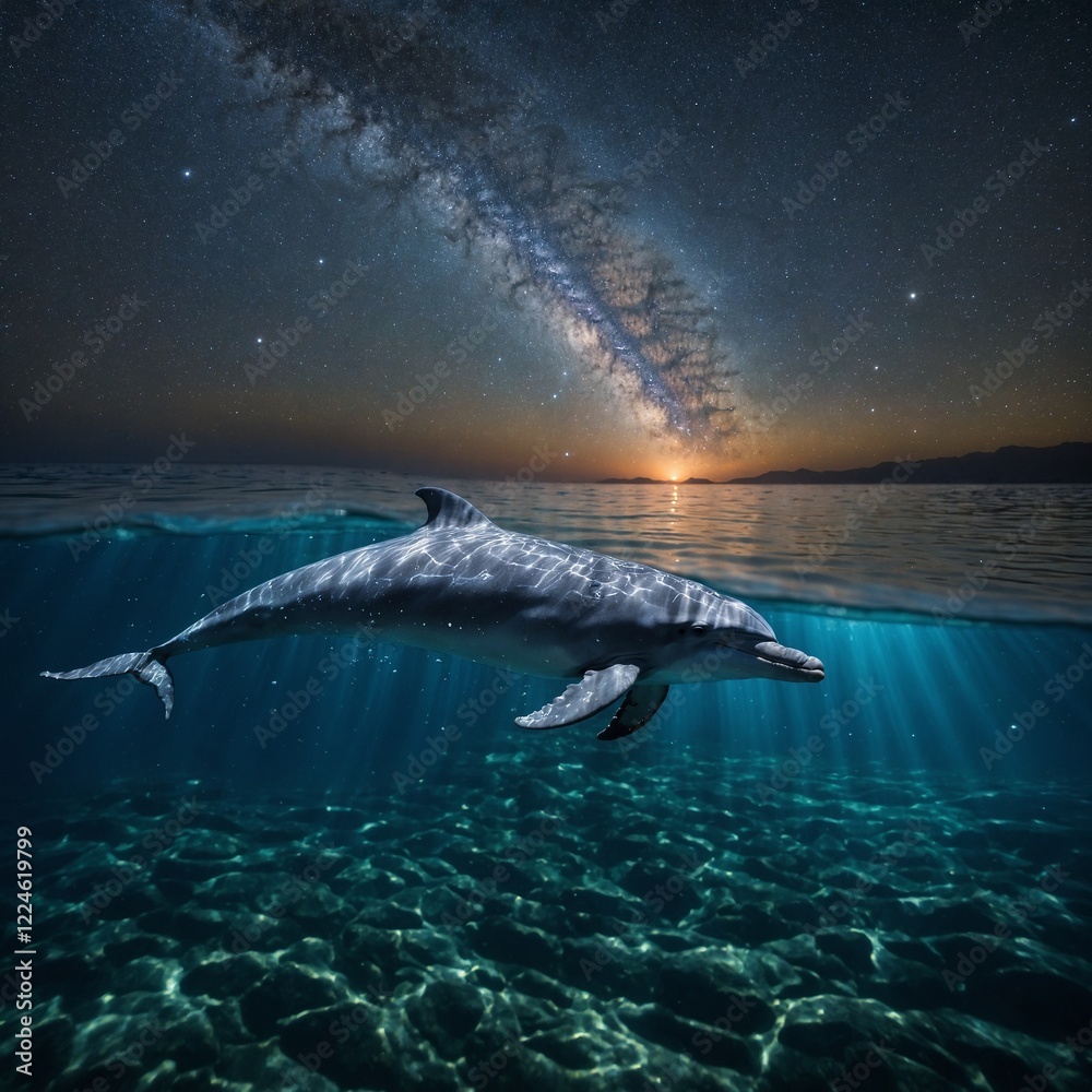 Fototapeta premium Dolphin is a beautiful animal.And not dangerous animal.