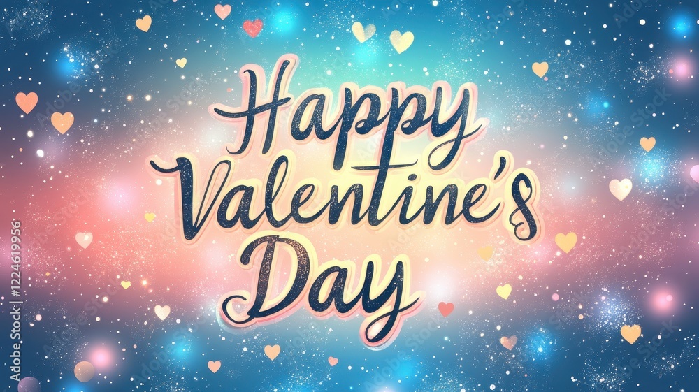 Valentine's day celebration digital art soft gradient brush layers sparkling accents heart theme