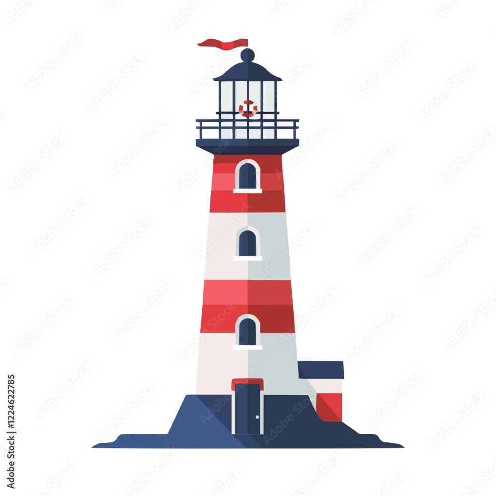 Classic red and white lighthouse vector with nautical theme. Classic red and white lighthouse vector with nautical theme.