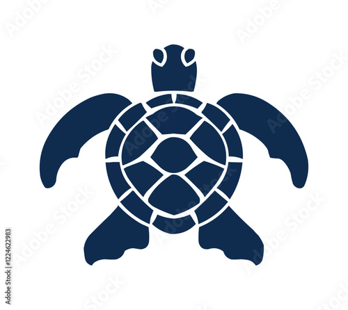 Vector silhouette of sea turtle on white background.
