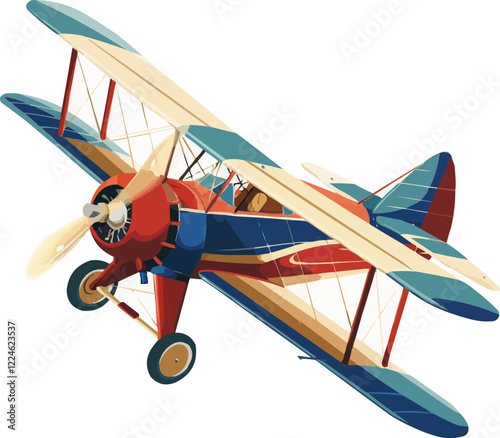 Retro biplane vector art with vintage aviation theme.