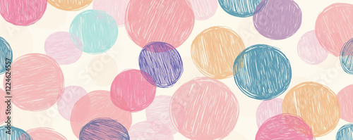 Colorful hand-drawn circles seamless vector pattern.