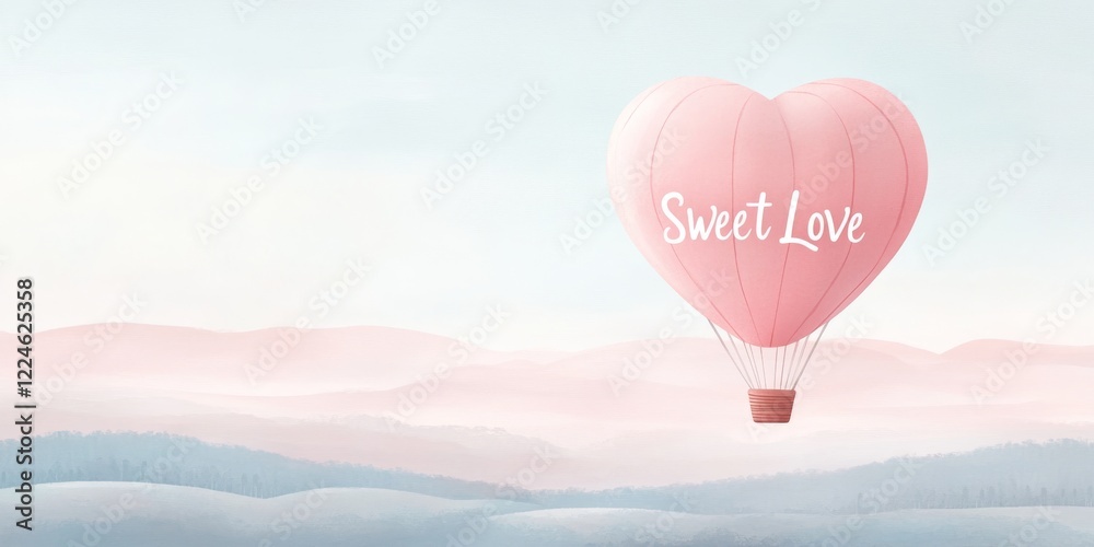 Fototapeta premium Pink Heart Balloon with 