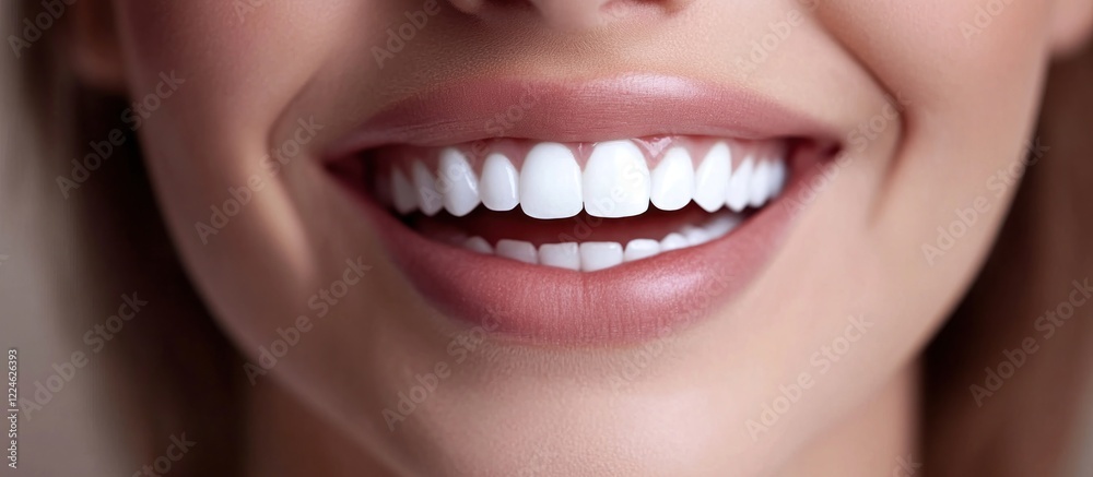 Fototapeta premium Radiant Smile: A Close-Up of Perfect Teeth and Gums