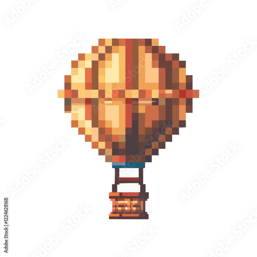 Pixel art vector of hot air balloon on white background.