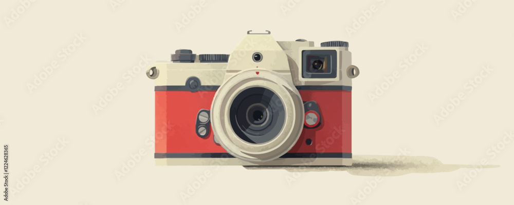 Fototapeta premium Vintage camera vector art with retro design elements.
