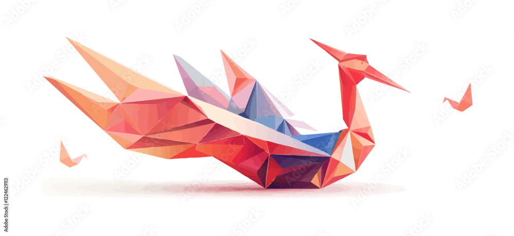Obraz premium Origami bird vector: geometric low poly art design.