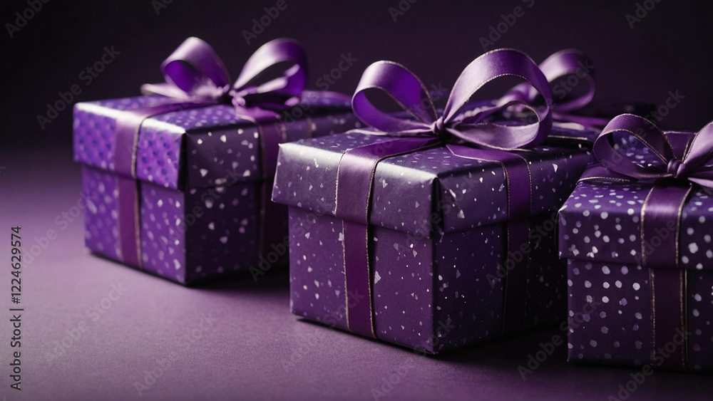 Obraz premium purple gift boxes on purple copyspace background
