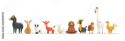 Cute animal parade vector design featuring various cartoon creatures.