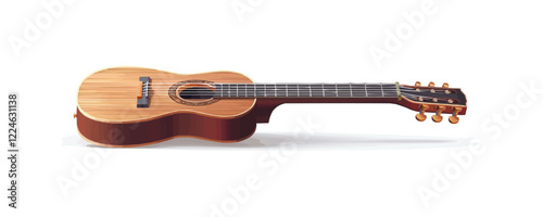 Acoustic guitar vector art with wooden texture design.