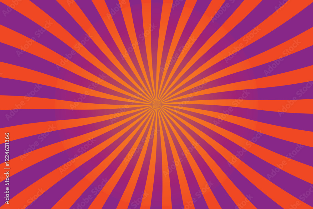 Vibrant Orange and Purple Radial Striped Background