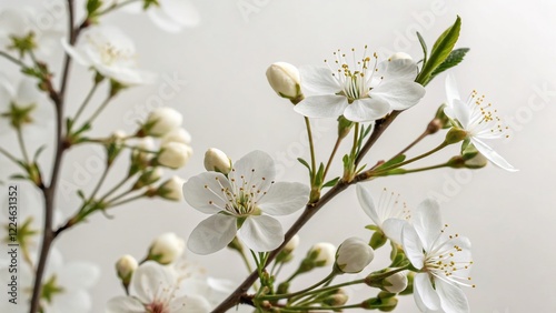 Elegant White Floral Background: Minimalist Lush Flower Buds & Blooms for Decor & Covers