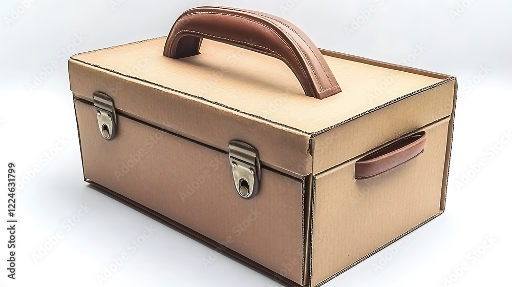 Cardboard box with handle on white background Cardboard box with handle on white background