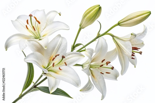 Elegant White Lilies: Watercolor Floral Illustration for Wedding Invitations & Stationery