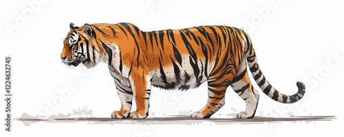 Majestic tiger side profile vector artwork.