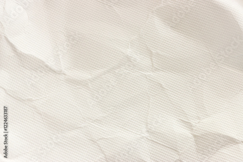 Background of white textured paper with crumples. Poster or sticker with pattern