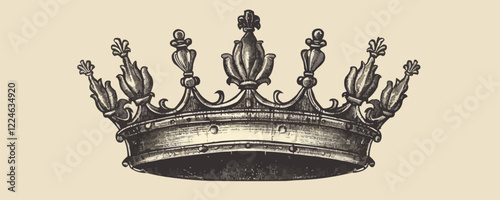 Vintage vector crown design showcasing ornate details.