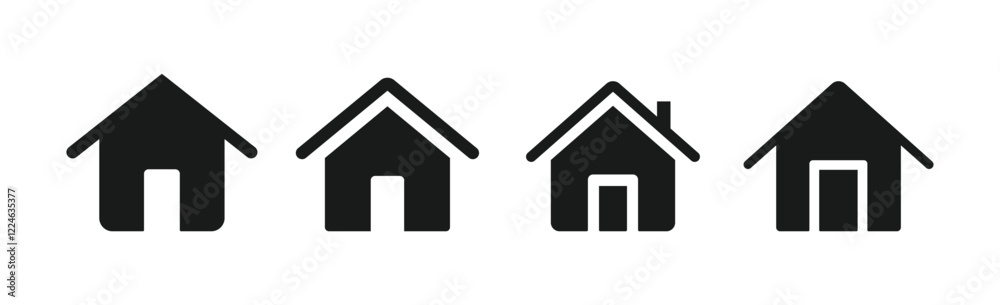 Home icons set. House icon collection. Real estate. Flat-style house symbols for apps and websites on a white background - stock vector. Home icons set. House icon collection. Real estate. Flat-style house symbols for apps and websites on a white background - stock vector.