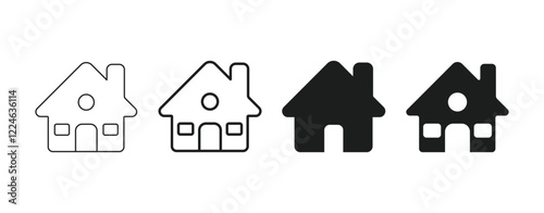 Outline and solid home icon symbol for UI/UX