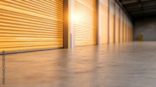 Bright Sunrise Over Clean Warehouse Storage Unit photo