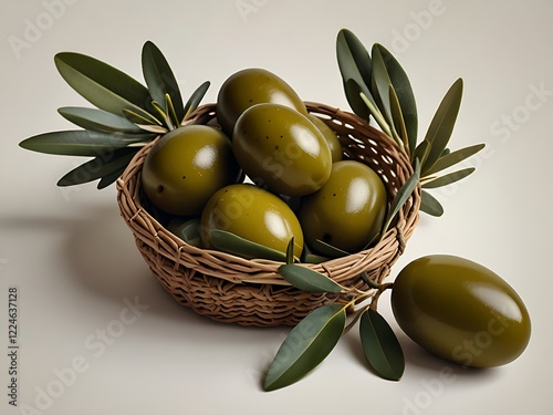 green olives in a basket