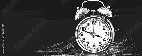 Retro alarm clock vector design on dark background.