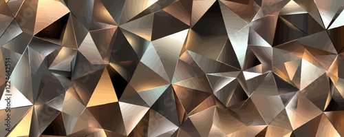 Abstract geometric vector with metallic triangular facets.