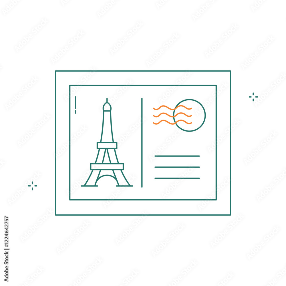 Fototapeta premium Travel Postcard Vector Illustration Icon Design