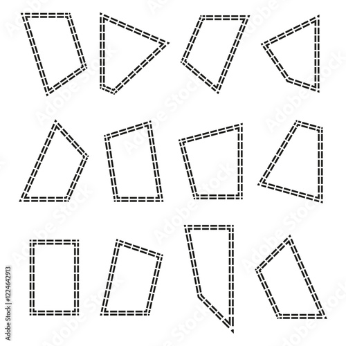 Geometric frame illustration. Abstract square layout. Black white minimalism. Symmetrical linear structure. photo