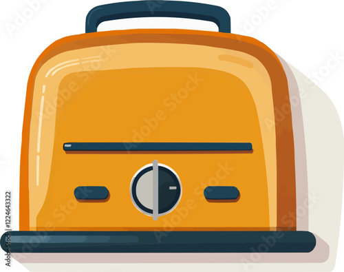 Retro vector toaster design with orange and black highlights.