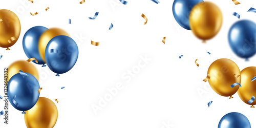 Banner template vector background design beautiful blue and golden 3d balloon illustration