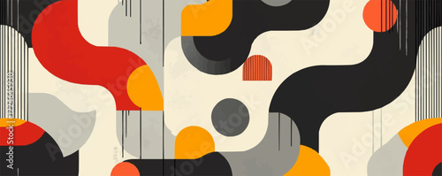 Abstract geometric vector art with bold shapes and colors.