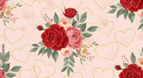 Wallpaper Mural Vibrant Floral Heart Pattern with Red Roses and Pink Peonies

 Torontodigital.ca