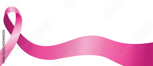 Pink ribbon, breast cancer awareness symbol or sign, isolated on white, vector icon illustration