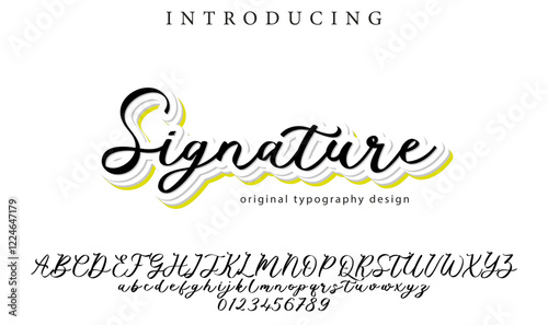 Signature Font Stylish brush painted an uppercase vector letters, alphabet, typeface