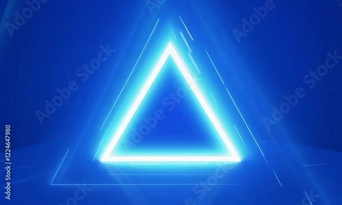 Animation of triangle glowing on blue background