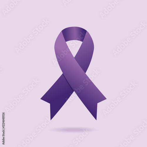 Vector purple awareness ribbon isolated. world cancer day.