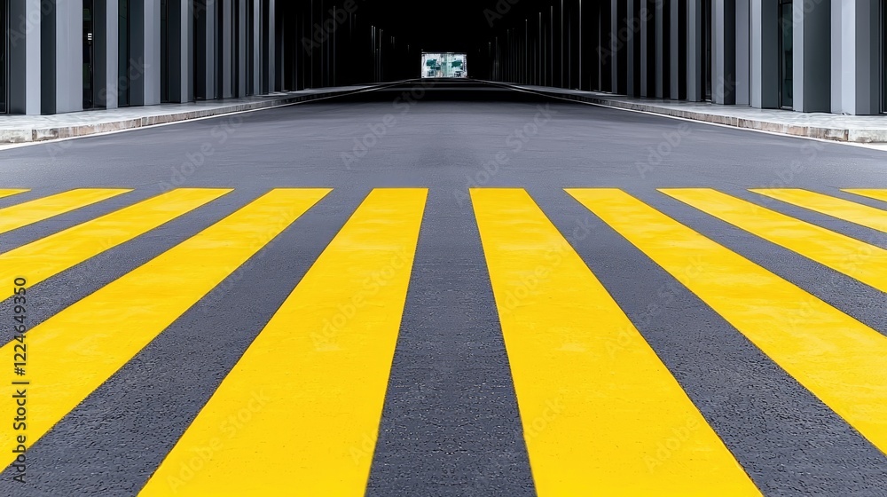 custom made wallpaper toronto digitalYellow crosswalk in urban building passage, background dark. Use urban design, architecture