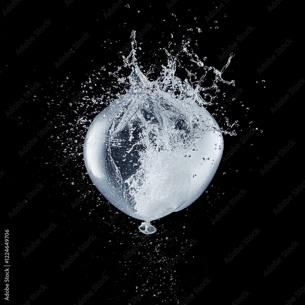 Fototapeta premium Water balloon bursting, splash, droplets.