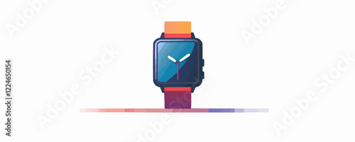 Vector smartwatch with colorful strap on white background.