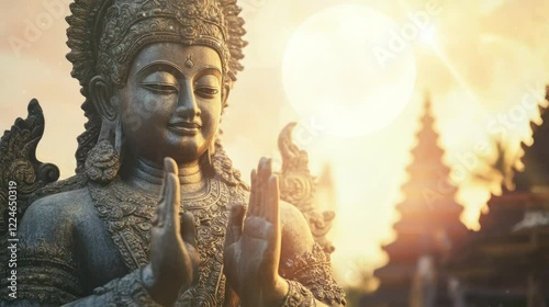 a beautiful and amazing statue of a hindu god. seamless looping time-lapse virtual 4k video Animation Background.	