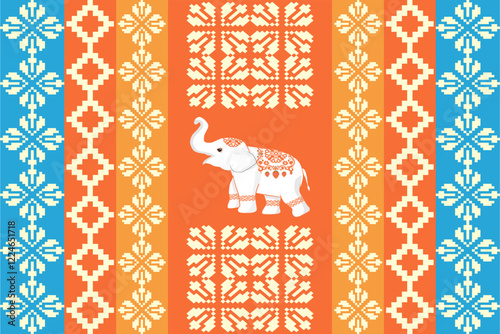 elephants pattern, mandala
Beautiful Thailand,thai pattern,seamless,Traditional,ethnic,fabric pattern for textiles,rugs, wallpaper,clothing, sarong,batik,wrap,embroidery,print,background,cover, illust
