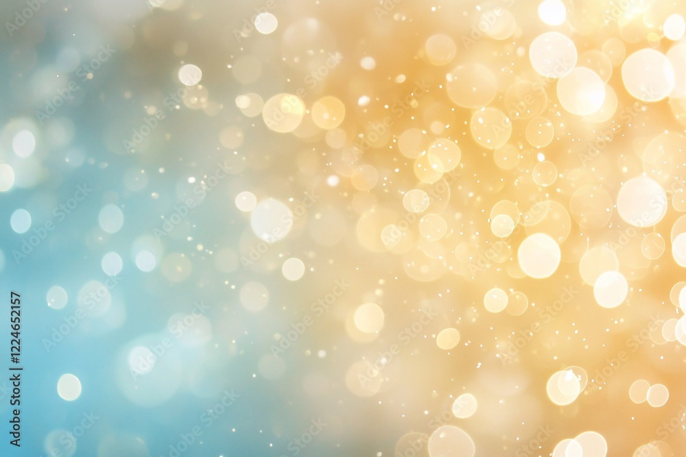 Obraz premium Soft bokeh background with warm golden and cool blue tones, creating a dreamy atmosphere for design