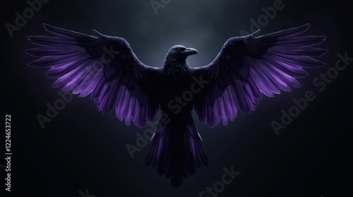 Glowing Raven Wings with Purple Accents photo