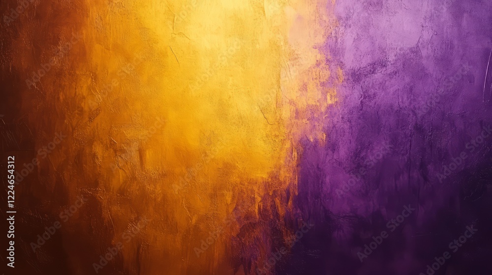 Fototapeta premium Minimalist abstract background featuring smooth gradients transitioning from deep purple to golden yellow 