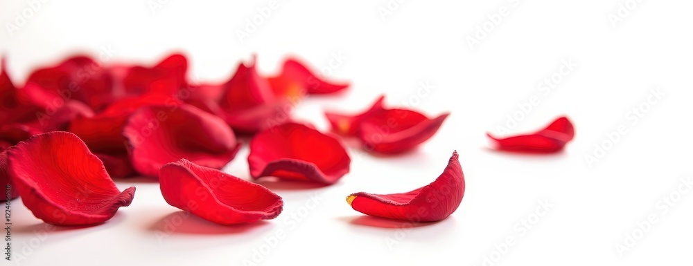 Fototapeta premium A close-up image of red rose petals on the floor.