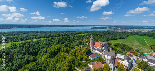 Kloster Andechs mit Blick auf den Ammersee in Bayern, Deutschland photo