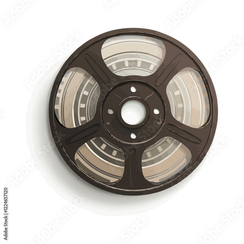 Antique film reel vector design with classic cinema elements.